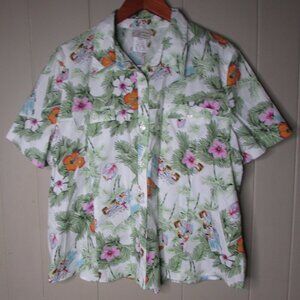 Company Collection Vintage Shirt 20 Button Down Tropical Floral Short Sleeve